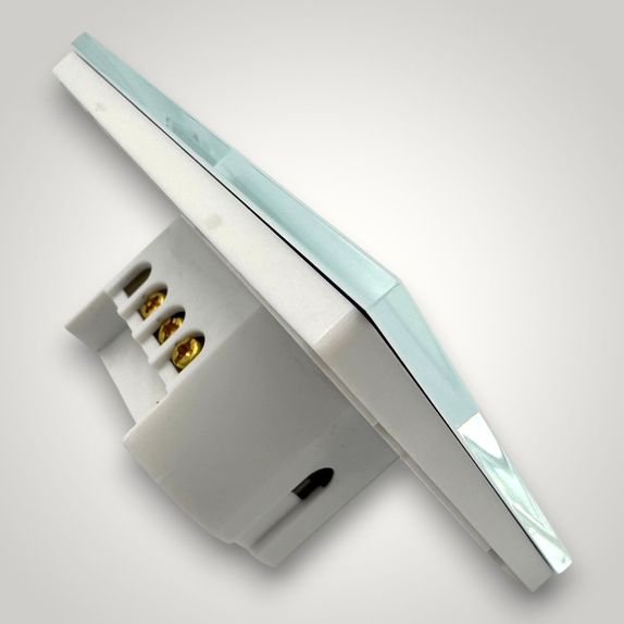 Intrerupator touch dublu + telecomanda RF, cu panou de sticla, alb