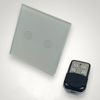 Intrerupator touch dublu + telecomanda RF, cu panou de sticla, alb