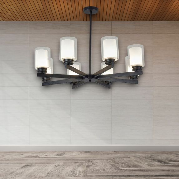 Lustra Tavan Cu 6 Brate E27 Titan Black,86 x 59 cm, 8x10W E27