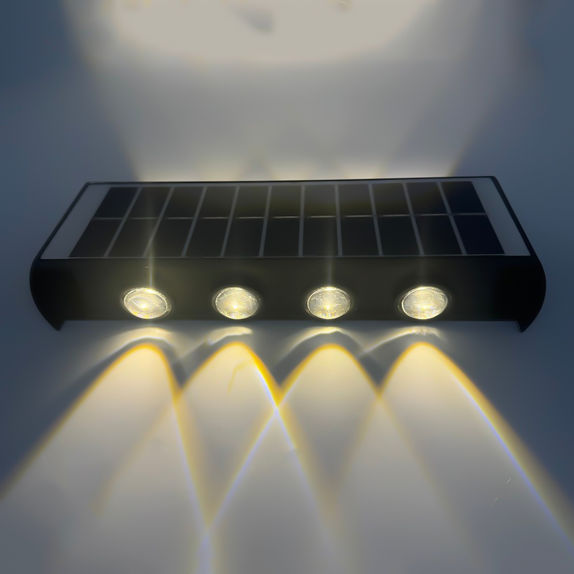 Aplica led perete, 8W, solara, IP65, 3000K, lumina calda, senzor lumina, neagra