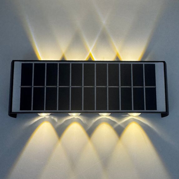 Aplica led perete, 8W, solara, IP65, 3000K, lumina calda, senzor lumina, neagra