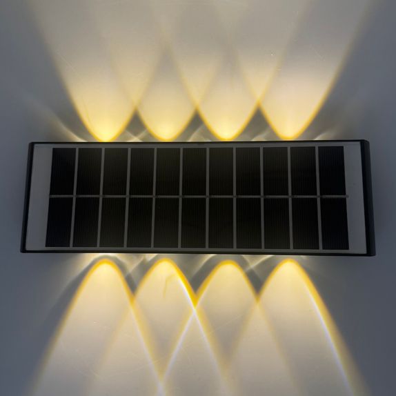 Aplica led perete, 8W, solara, IP65, 3000K, lumina calda, senzor lumina, neagra
