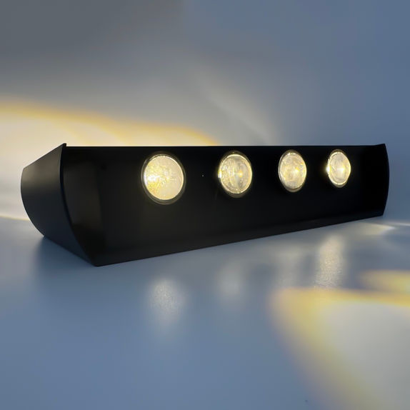 Aplica led perete, 8W, solara, IP65, 3000K, lumina calda, senzor lumina, neagra