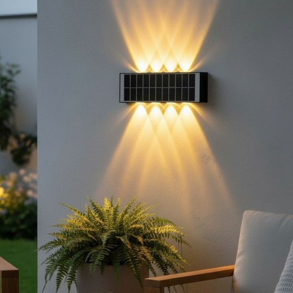 Aplica led perete, 8W, solara, IP65, 3000K, lumina calda, senzor lumina, neagra