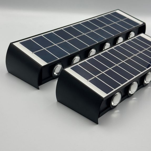Aplica led perete, 12W, solara, IP65, 3000K, lumina calda, senzor lumina, neagra