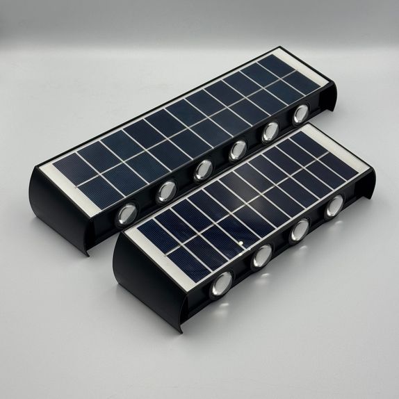 Aplica led perete, 12W, solara, IP65, 3000K, lumina calda, senzor lumina, neagra