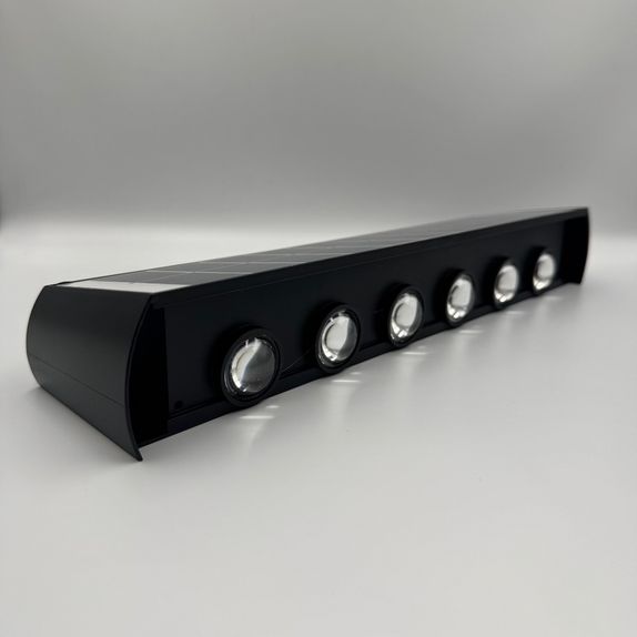Aplica led perete, 12W, solara, IP65, 3000K, lumina calda, senzor lumina, neagra