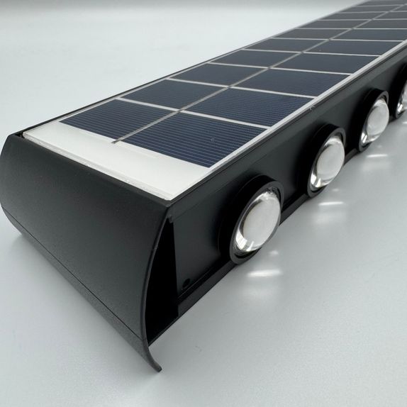 Aplica led perete, 12W, solara, IP65, 3000K, lumina calda, senzor lumina, neagra