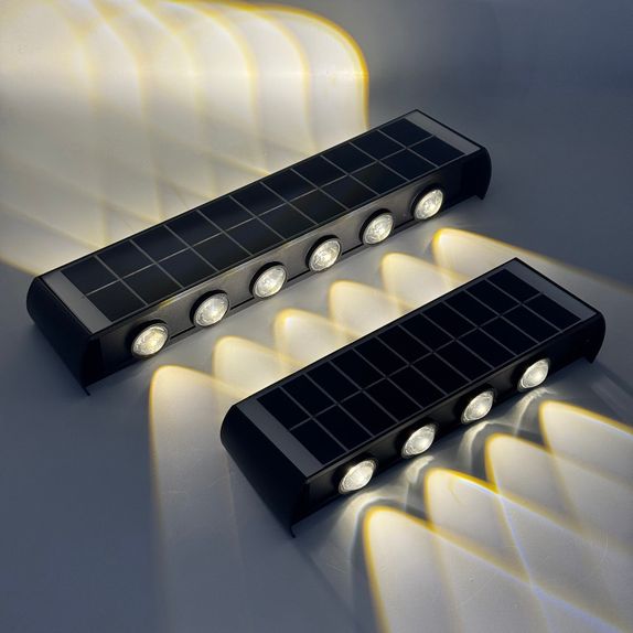 Aplica led perete, 12W, solara, IP65, 3000K, lumina calda, senzor lumina, neagra