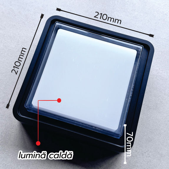 Aplica patrata Lara IP65 15W 3000K 1350LM, lumina calda