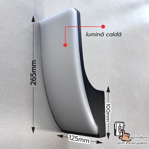 Aplica Some de perete IP65 12W 3000K 700LM, lumina calda