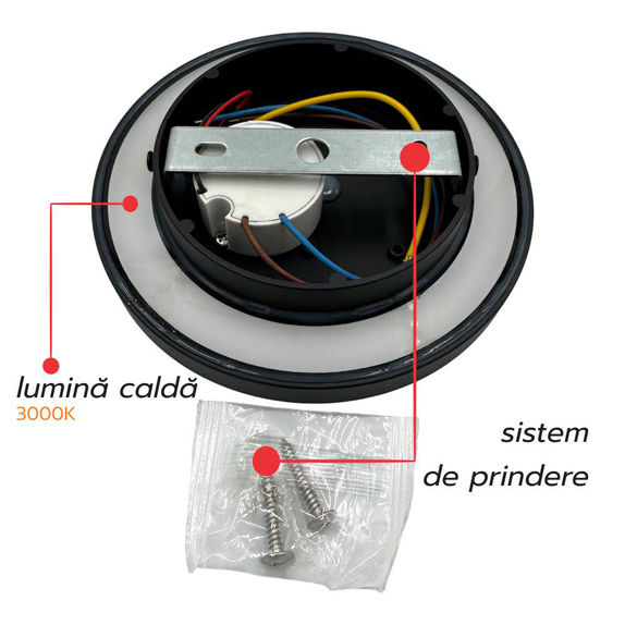 Aplica Biscuit Perete Ø150, 12W, 3000K, lumina calda, cu protectie IP65