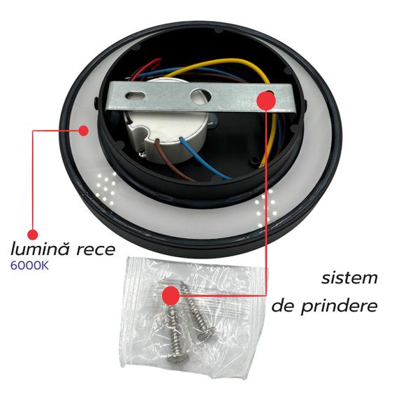 Aplica Perete Biscuit Ø150, 12W, 6000K, lumina rece, cu protectie IP65