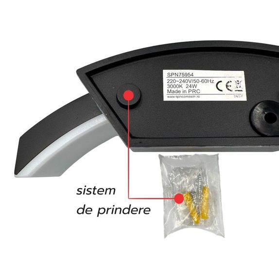 Aplica LED de exterior concava, 24W=160W, 3000K, lumina calda, IP65