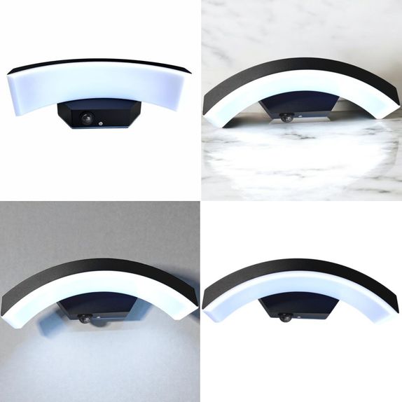 Aplica led concava cu senzor neagra 24w IP65 3000K