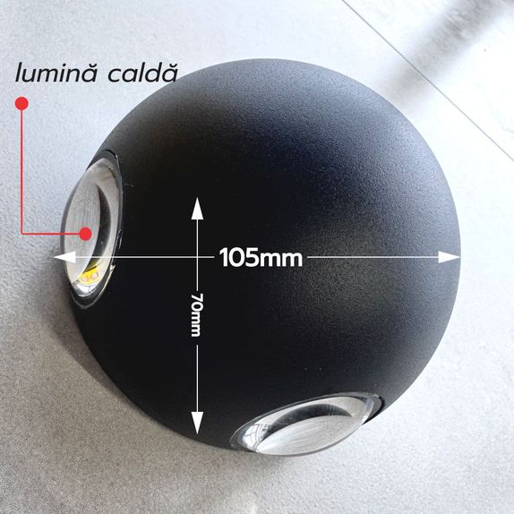 Aplica Comet De Perete 4x1w=36w, 3000k, Lumina Calda