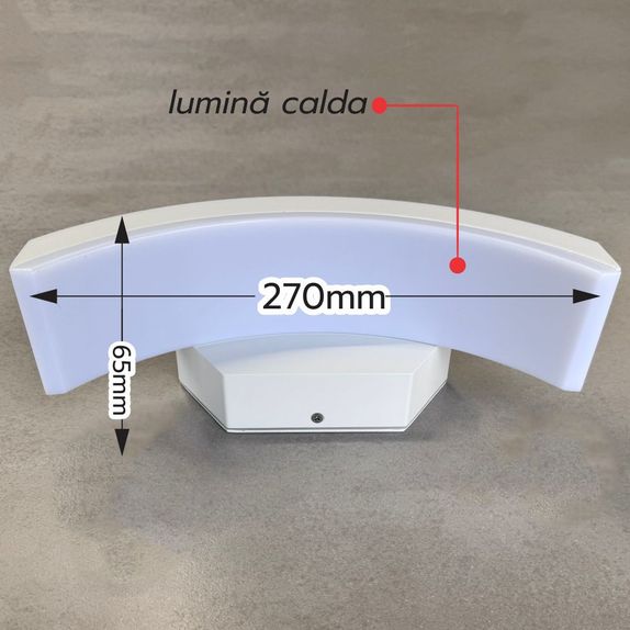 Aplica LED concava ALBA de exterior 24W=160W, 3000K, lumina calda, 2160Lm, IP65