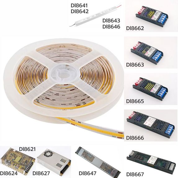 Banda led COB 12W/m 320led/m 2700K 24V IP20 rola 5m PCB 8mm