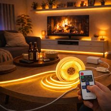 Banda LED COB cu Telecomanda si alimentator dimabila lumina continua 3000k lumina calda 60W 4800Lumeni 24V