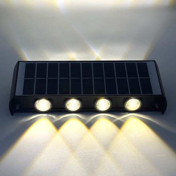 Aplica led perete, 8W, solara, IP65, 3000K, lumina calda, senzor lumina, neagra