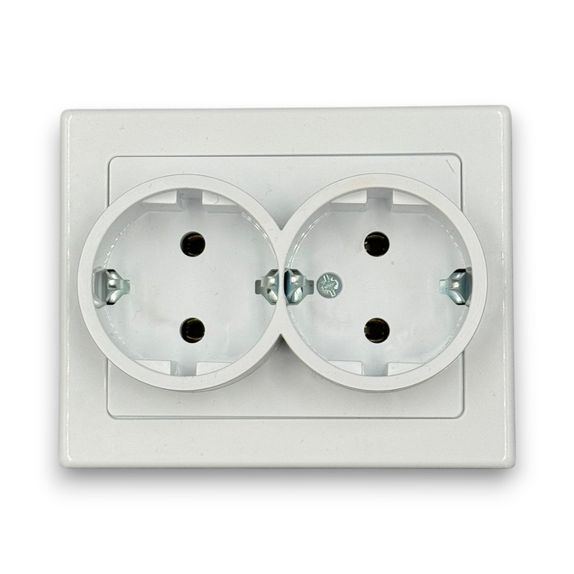 Priza schuko dubla, 250V~, 16A, 50Hz, IP20