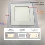 Spot LED Patrat Doua Culori 3+3W 3000k-6500k Trei Functii