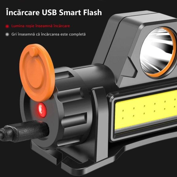 Lanterna led de cap cu acumulator 3W cu incarcare USB