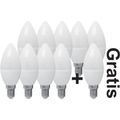 Bec Led Lumanare E14, model C37, 9W=80W, lumina rece 9+1 GRATIS