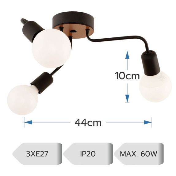 LUSTRA AHTAPOT NEGRU 3XE27 60W