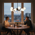 Lustra LED Living 12 Brate Negru – 12xE27, Diametru 90cm