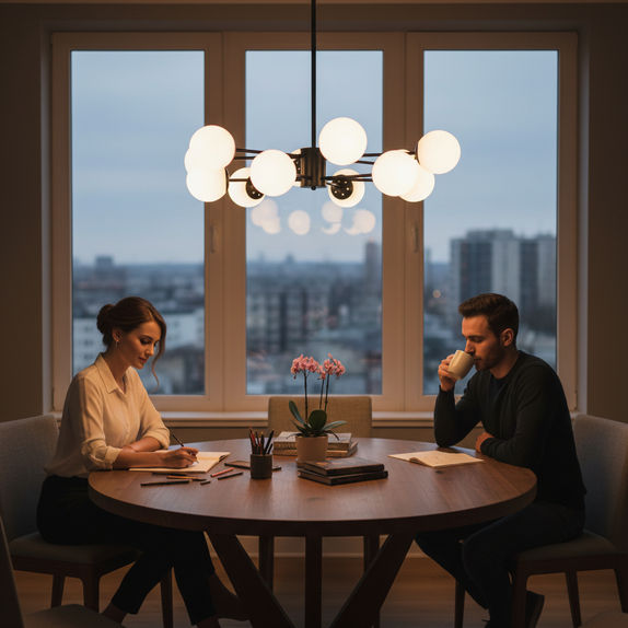 Lustra LED Living 12 Brate Negru – 12xE27, Diametru 90cm