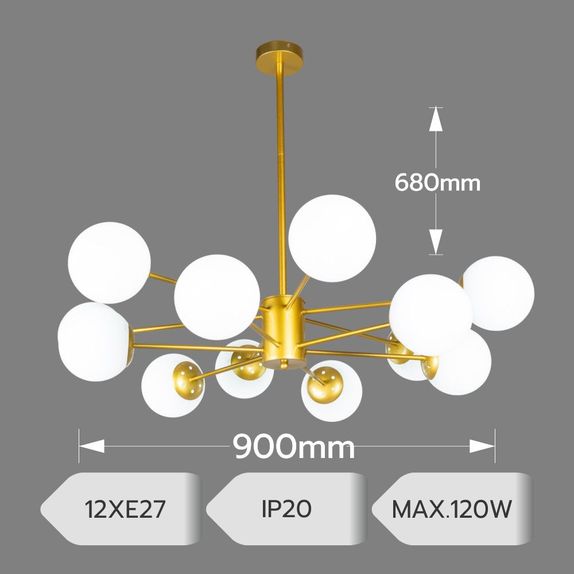 LUSTRA 12 BRATE COSMO GOLD 12xE27 900x680MM IP20 DL75D059G