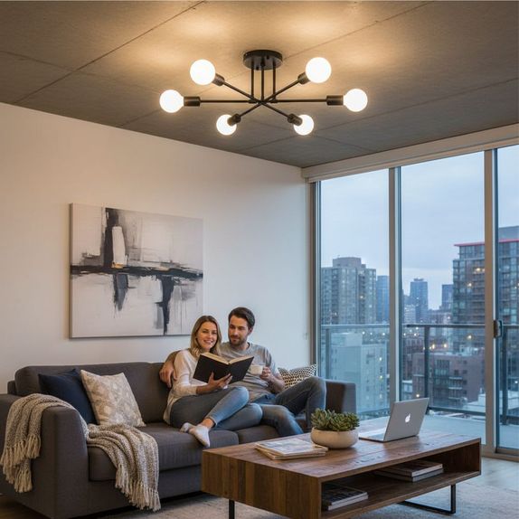 Lustra bec led 6xE27 neagra
