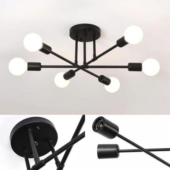 Lustra bec led 6xE27 neagra