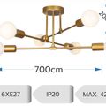 Lustra bec led 6xE27 cupru