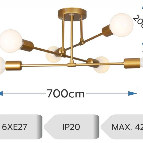 Lustra bec led 6xE27 cupru