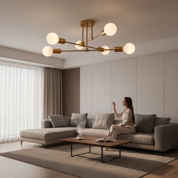 Lustra bec led 6xE27 cupru