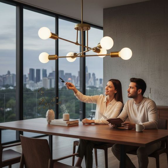 Lustra bec led 6xE27 aurie