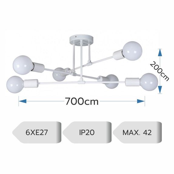Lustra bec led 6xE27 alba