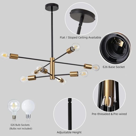 Lustra cu bec led 6xE27 aurie 72x62cm