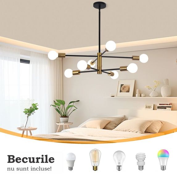 Lustra cu bec led 6xE27 aurie 72x62cm