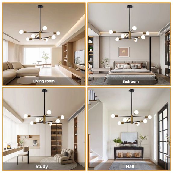Lustra cu bec led 6xE27 aurie 72x62cm