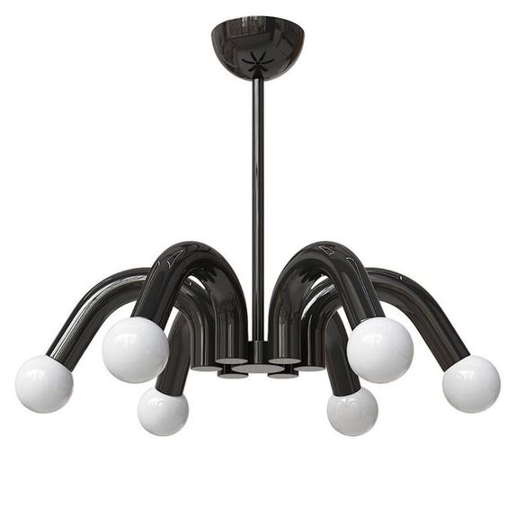 Lustra cu bec led 6xE27 neagra 54x65cm