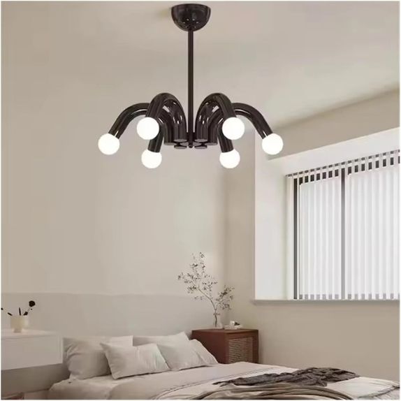 Lustra cu bec led 6xE27 neagra 54x65cm