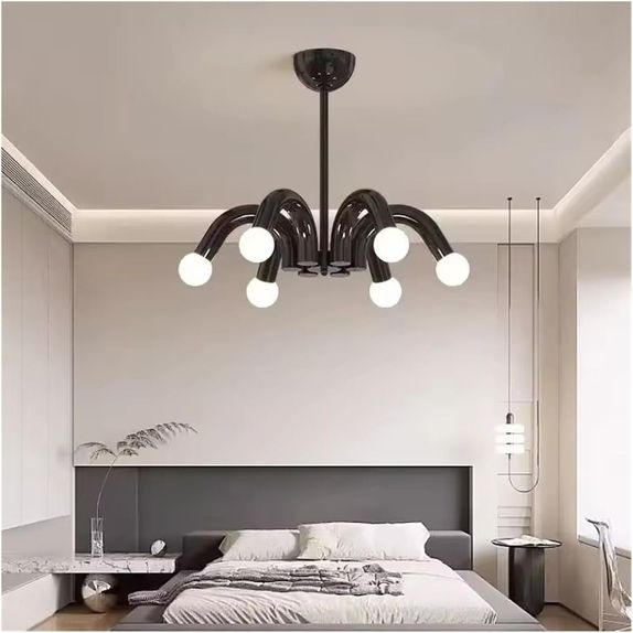 Lustra cu bec led 6xE27 neagra 54x65cm