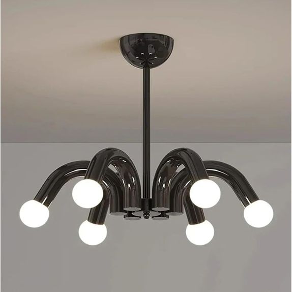 Lustra cu bec led 6xE27 neagra 54x65cm