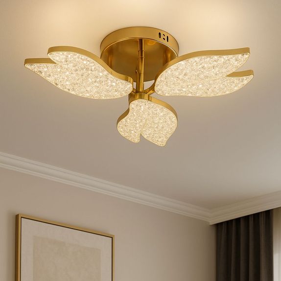Lustra LED Living 3 Brate Aurie – Dimabila cu Telecomanda