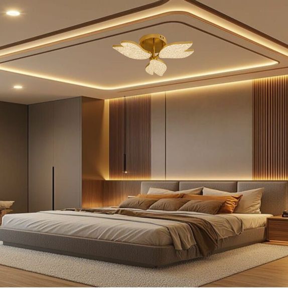 Lustra LED Living 3 Brate Aurie – Dimabila cu Telecomanda