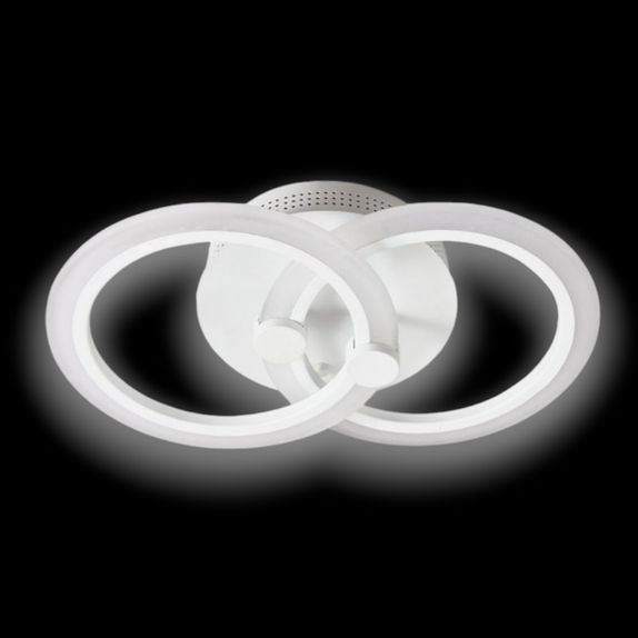 Lustra LED Dormitor Cercuri 2 Brate 36W – Telecomanda IR, 3 Temperaturi, 40cm