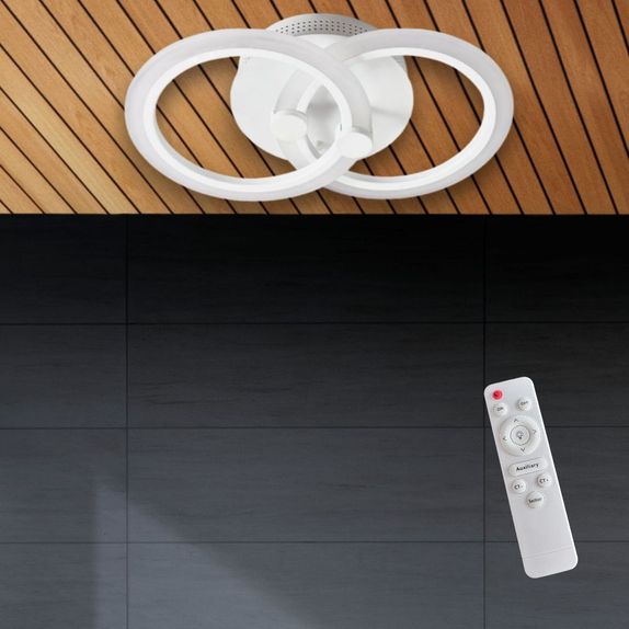 Lustra LED Dormitor Cercuri 2 Brate 36W – Telecomanda IR, 3 Temperaturi, 40cm